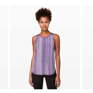 Lululemon Sculpt Tank Top Brushed Spray Dye White Purple Ink | Size 8